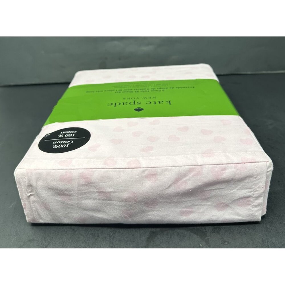 KATE SPADE HOLIDAY SCATTERED HEARTS Chalk Pink EXTRA LONG TWIN Sheet Set NEW NIP - Picture 5 of 9